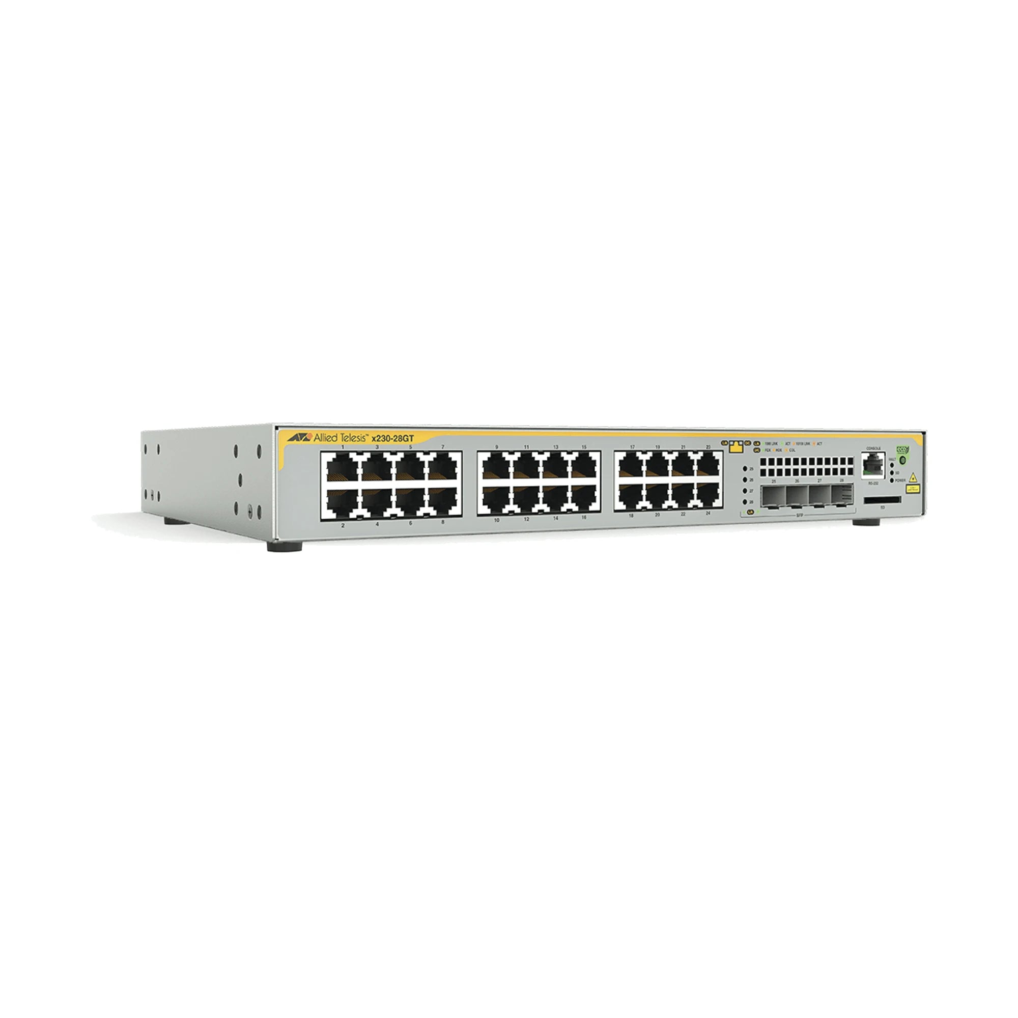SWITCH ADMINISTRABLE CAPA 3, 24 PUERTOS 10/100/1000 MBPS + 4 PUERTOS SFP GIGABIT-Switches-ALLIED TELESIS-Bsai Seguridad & Controles