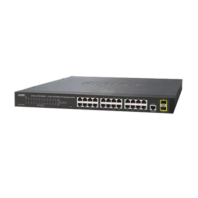 SWITCH ADMINISTRABLE DE 24 PUERTOS 10/100/1000T + 2 PUERTOS SFP 100/1000X-Switches-PLANET-Bsai Seguridad & Controles