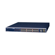 SWITCH ADMINISTRABLE DE 24 PUERTOS 10/100TX POE+ Y 2 PUERTOS COMBO TP/SFP GIGABIT-Switches PoE-PLANET-Bsai Seguridad & Controles