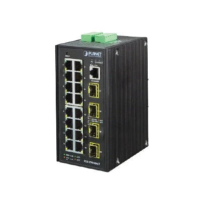 SWITCH ADMINISTRABLE INDUSTRIAL 16 PUERTOS GIGABIT ETHERNET + 4 SFP-Industrial-PLANET-Bsai Seguridad & Controles