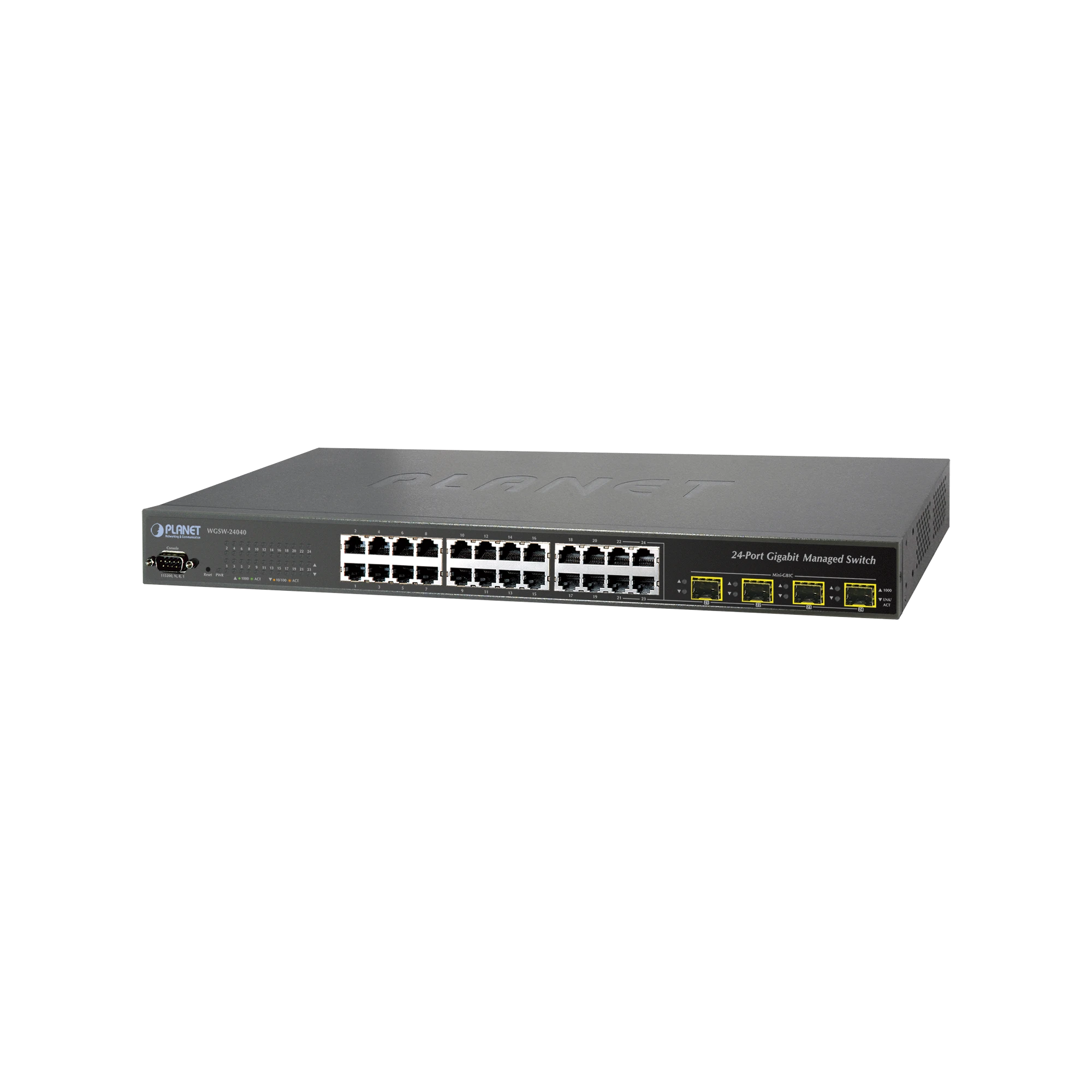 SWITCH ADMINISTRABLE L2+ 24 PUERTOS 10/100/1000 MBPS, 4 PUERTOS COMBO SFP-Switches-PLANET-Bsai Seguridad & Controles