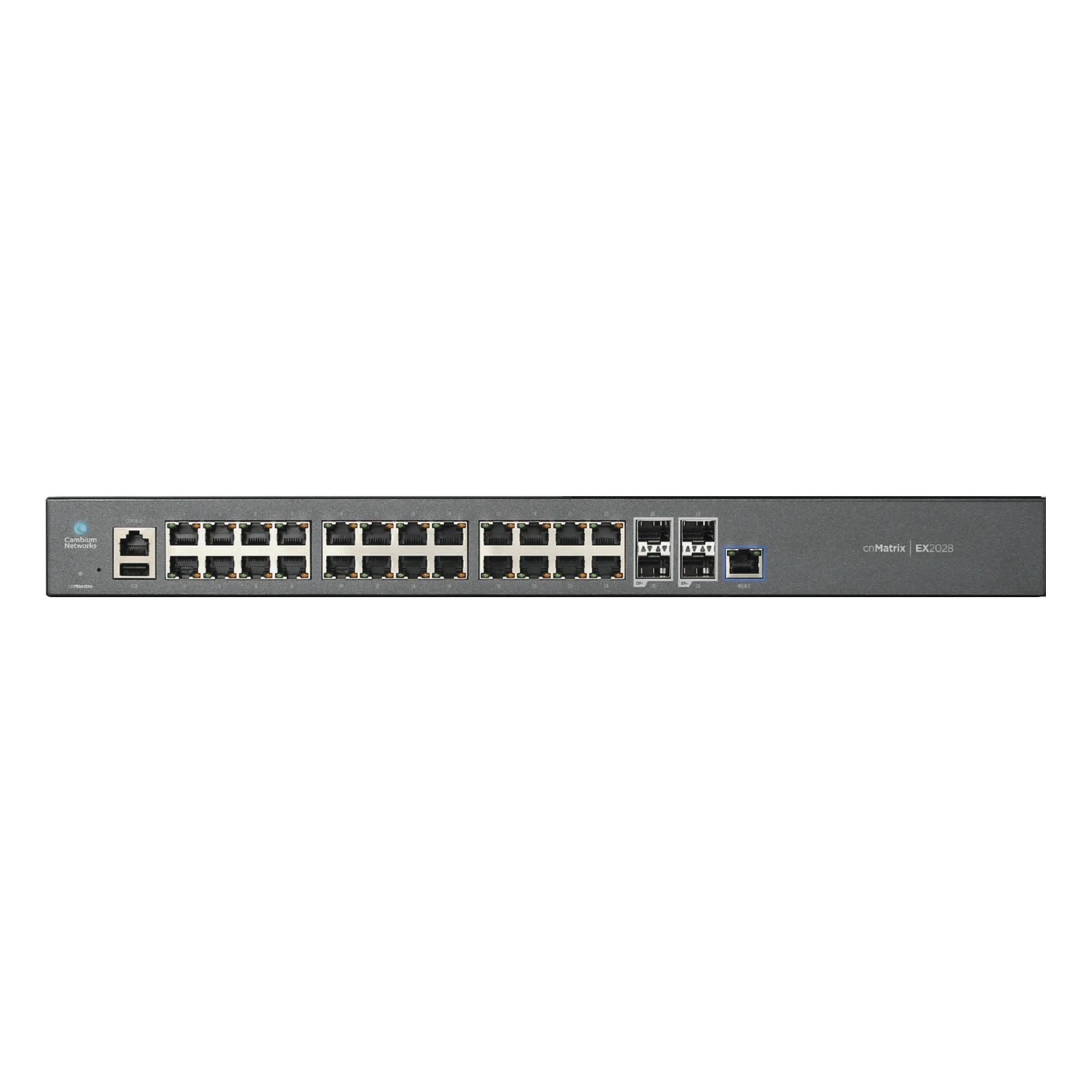 SWITCH CNMATRIX EX2028 CAPA 3 DE 28 PUERTOS (24 ETHERNET GIGABIT, 4 SFP+) ADMINISTRACIÓN DESDE LA NUBE (MX-EX2028XXA-U)-Switches-CAMBIUM NETWORKS-Bsai Seguridad & Controles