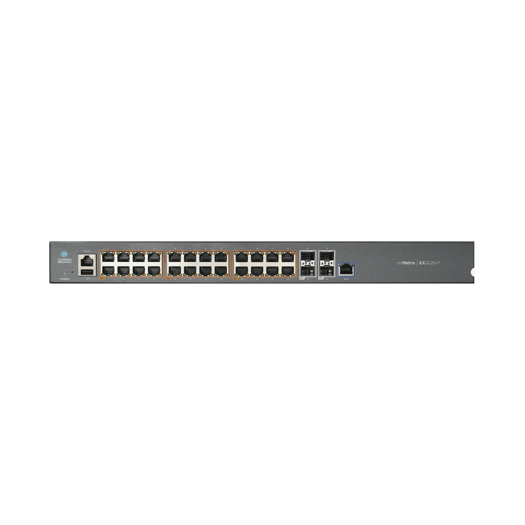 SWITCH CNMATRIX EX2028-P CAPA 3 DE 28 PUERTOS (24 POE GIGABIT 802.3AF/AT, 4 SFP+) ADMINISTRACIÓN DESDE LA NUBE (MX-EX2028PXA-U)-Switches PoE-CAMBIUM NETWORKS-Bsai Seguridad & Controles