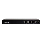 SWITCH EDGEMAX ADMINISTRABLE DE 16 PUERTOS GIGABIT CON POE+/POE PASIVO 24V + 2 PUERTOS SFP, 150 W-Switches PoE-UBIQUITI-Bsai Seguridad & Controles