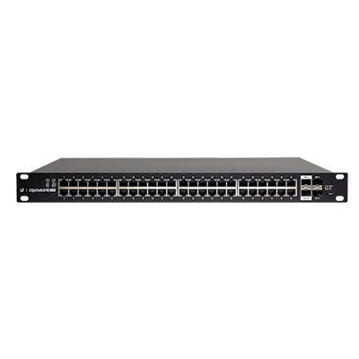 SWITCH EDGEMAX ADMINISTRABLE DE 48 PUERTOS GIGABIT CON POE+/POE PASIVO 24V + 2 PUERTOS SFP + 2 PUERTOS SFP+, 750 W-Switches PoE-UBIQUITI-Bsai Seguridad & Controles