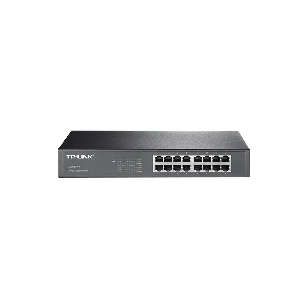 SWITCH GIGABIT NO ADMINISTRABLE DE 16 PUERTOS 10/100/1000 MBPS PARA ESCRITORIO/RACK-Switches-TP-LINK-Bsai Seguridad & Controles