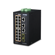 SWITCH INDUSTRIAL ADMINISTRABLE 16 PUERTOS 10/100/1000 T 802.3AT POE + 2 PUERTOS 10/100/1000 T + 2 PUERTOS 100/1000 X SFP-Industrial-PLANET-Bsai Seguridad & Controles