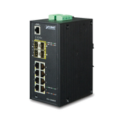SWITCH INDUSTRIAL ADMINISTRABLE DE 8-PUERTOS 10/100/1000T + 4-PUERTOS 100/1000X SFP-Industrial-PLANET-Bsai Seguridad & Controles