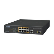 SWITCH NO ADMINISTRABLE 8 PUERTOS 10/100 C/ POE, 1 PUERTO UPLINK 10/100/1000 Y 1 SFP 100/1000 PARA ESCRITORIO-Switches PoE-PLANET-Bsai Seguridad & Controles