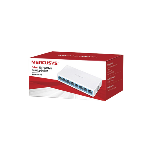 SWITCH NO ADMINISTRABLE PARA ESCRITORIO 8 PUERTOS 10/100 MBPS-Switches-Mercusys-Bsai Seguridad & Controles