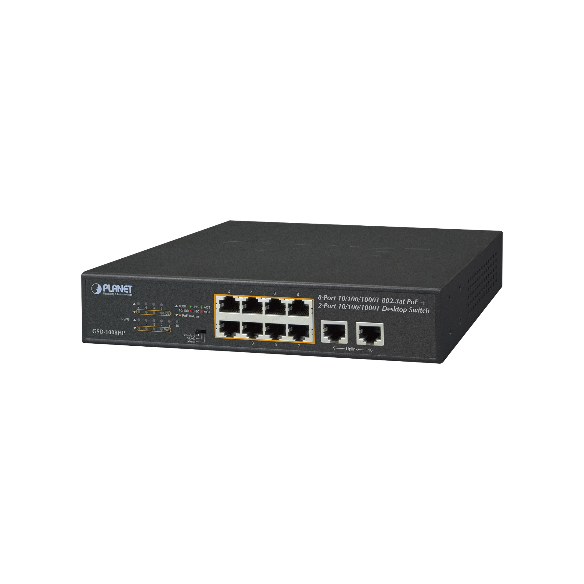 SWITCH NO ADMINISTRABLE POE DE 8 PUERTOS 10/100/1000 MBPS CON POE 802.3AF/AT-Switches PoE-PLANET-Bsai Seguridad & Controles