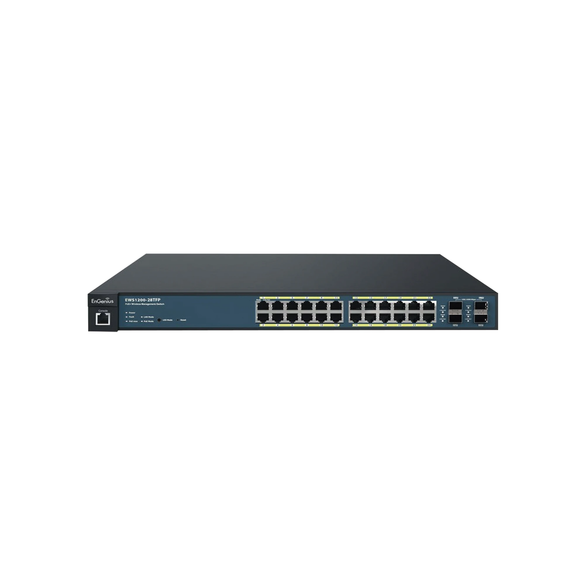 SWITCH POE ADMINISTRABLE DE 24 PUERTOS GIGABIT, 4 PUERTOS SFP, SOPORTA HASTA 410 W CON OPCIÓN DE CONTROLADOR PARA SERIE NEUTRON Y ENTURBO.-Switches PoE-ENGENIUS-Bsai Seguridad & Controles
