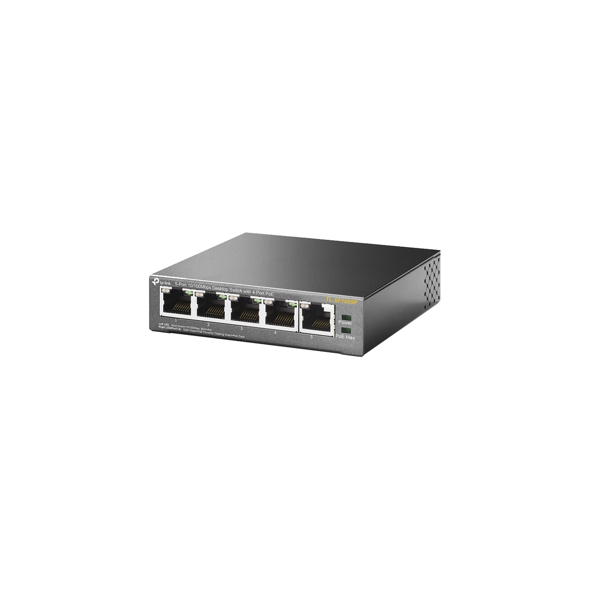 SWITCH POE NO ADMINISTRABLE DE ESCRITORIO 5 PUERTOS 10/100 MBPS, 4 PUERTOS POE, 58 W-Switches PoE-TP-LINK-Bsai Seguridad & Controles
