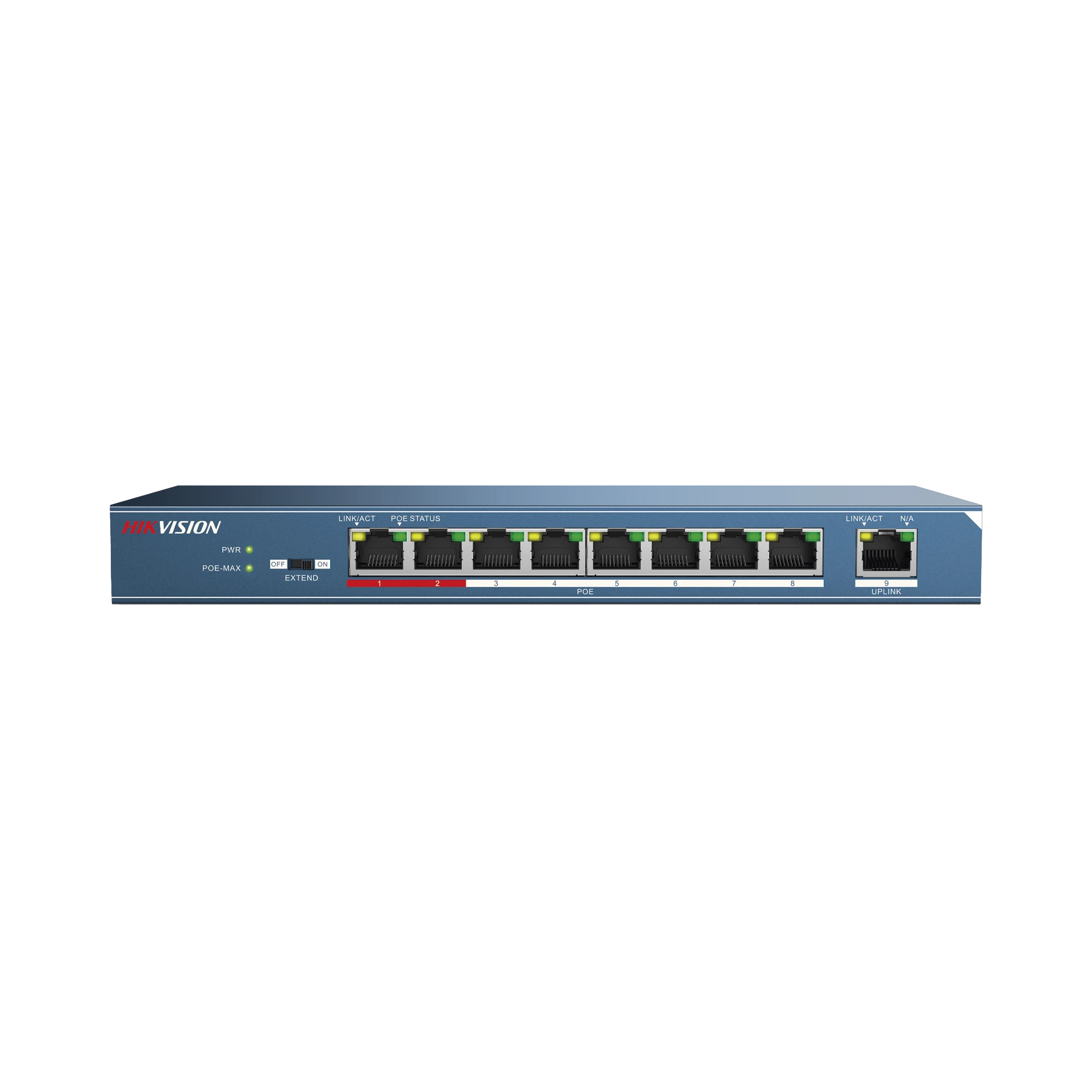 SWITCH POE+ / 250M POE LARGA DISTANCIA / 8 PUERTOS 802.3AF/AT (30W) 10/100 MBPS + 1 PUERTO 10/100-Switches PoE-HIKVISION-Bsai Seguridad & Controles