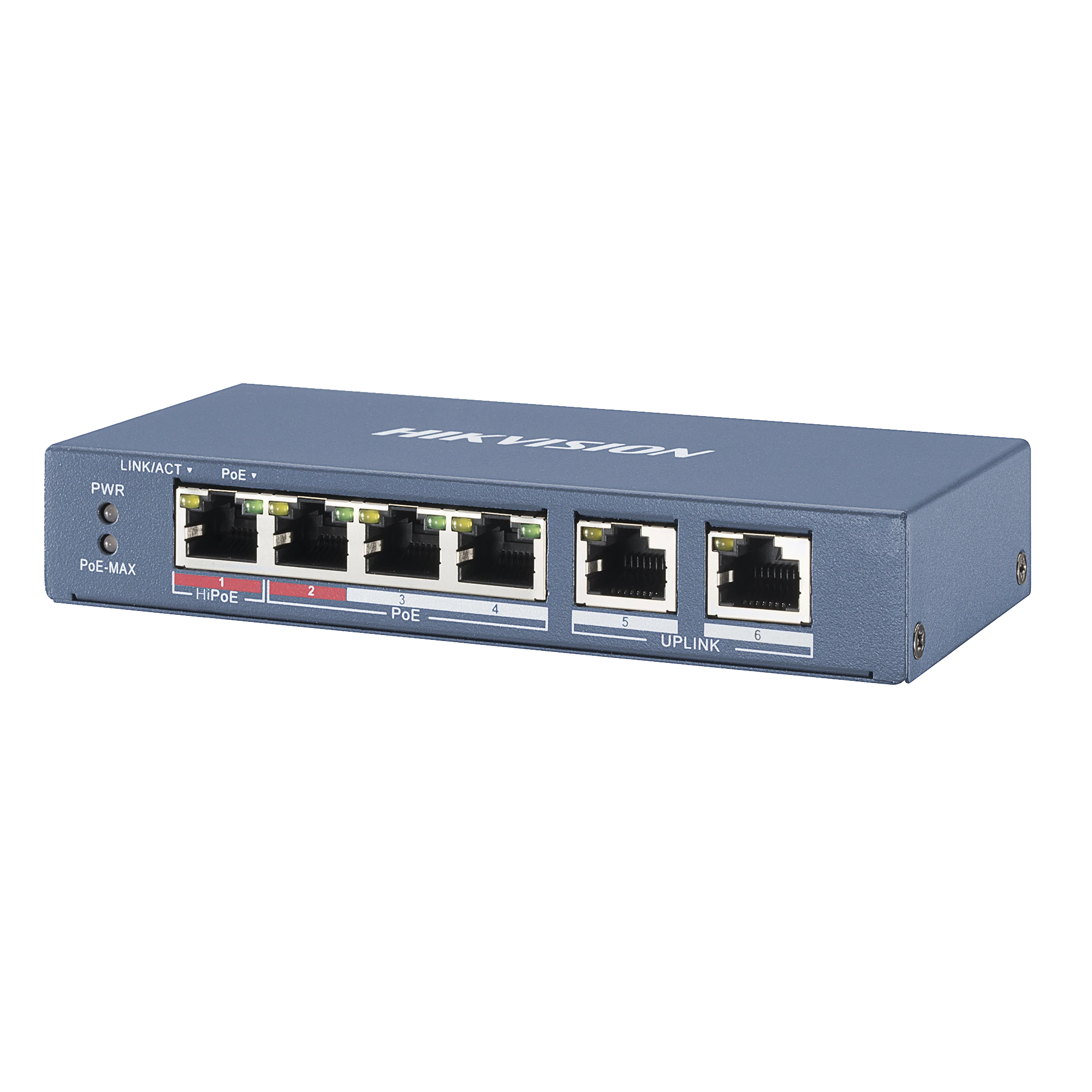 SWITCH POE+ / 3 PUERTOS 100 MBPS 802.3 AF/AT (30 W) + 1 PUERTO 100 MBPS HIPOE (60 W) / 2 PUERTOS UPLINK / 250 METROS POE LARGA DISTANCIA-Switches PoE-HIKVISION-Bsai Seguridad & Controles