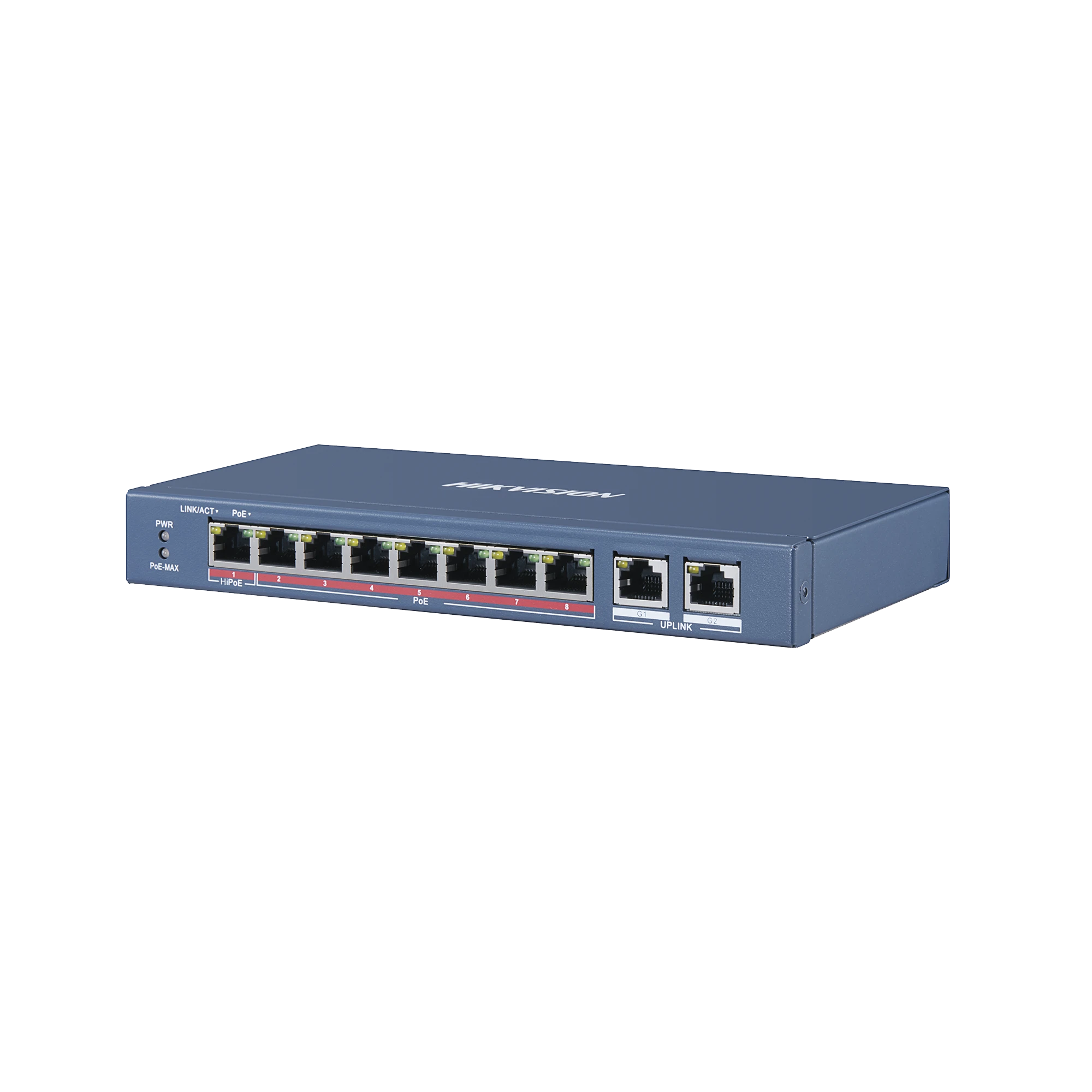 SWITCH POE+ / 7 PUERTOS 100 MBPS 802.3 AF/AT (30 W) + 1 PUERTO 100 MBPS HIPOE (60 W) / 2 PUERTOS UPLINK GIGABIT / 250 METROS POE LARGA DISTANCIA-Switches PoE-HIKVISION-Bsai Seguridad & Controles