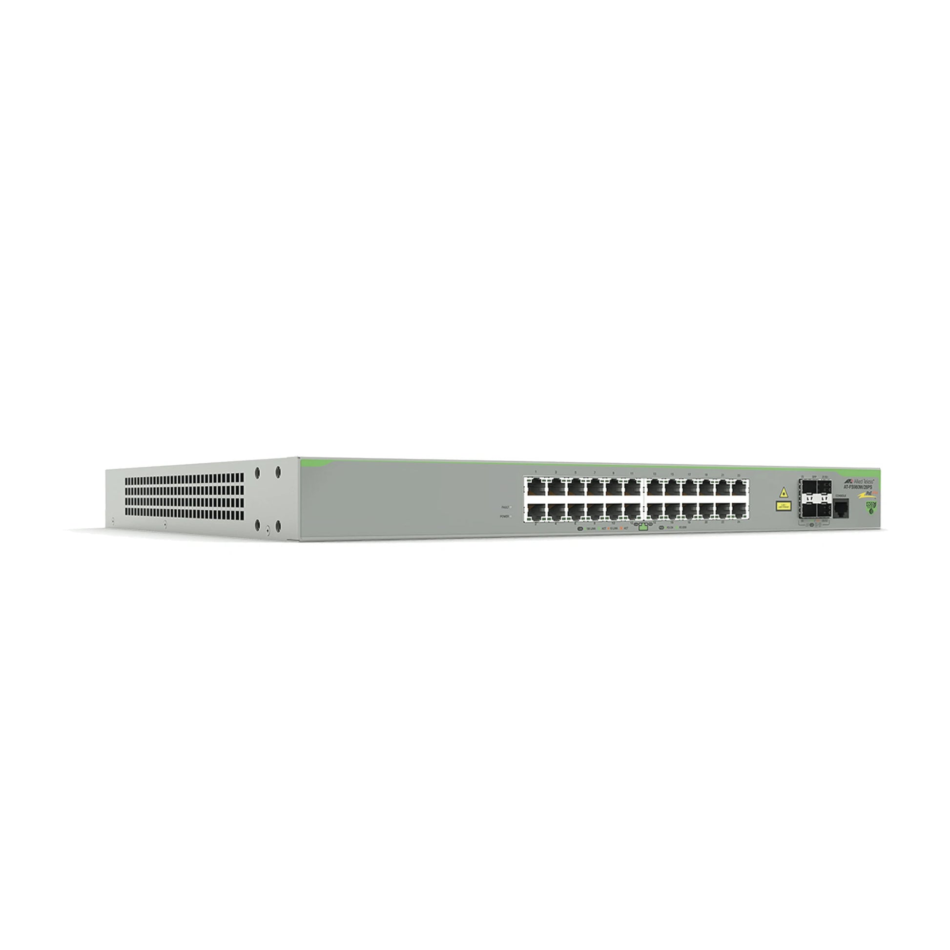 SWITCH POE+ ADMINISTRABLE CENTRECOM FS980M, CAPA 3 DE 24 PUERTOS 10/100 MBPS + 4 PUERTOS SFP, 375 W-Switches PoE-ALLIED TELESIS-Bsai Seguridad & Controles