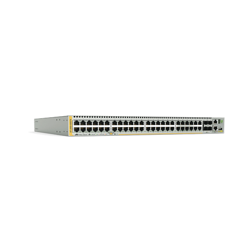 SWITCH STACKEABLE CAPA 3, 48 PUERTOS 10/100/1000 MBPS + 4 PUERTOS SFP+ 10 G Y DOS BAHÍAS HOTSWAP PSU, VERSIÓN FEDERAL-Switches-ALLIED TELESIS-Bsai Seguridad & Controles