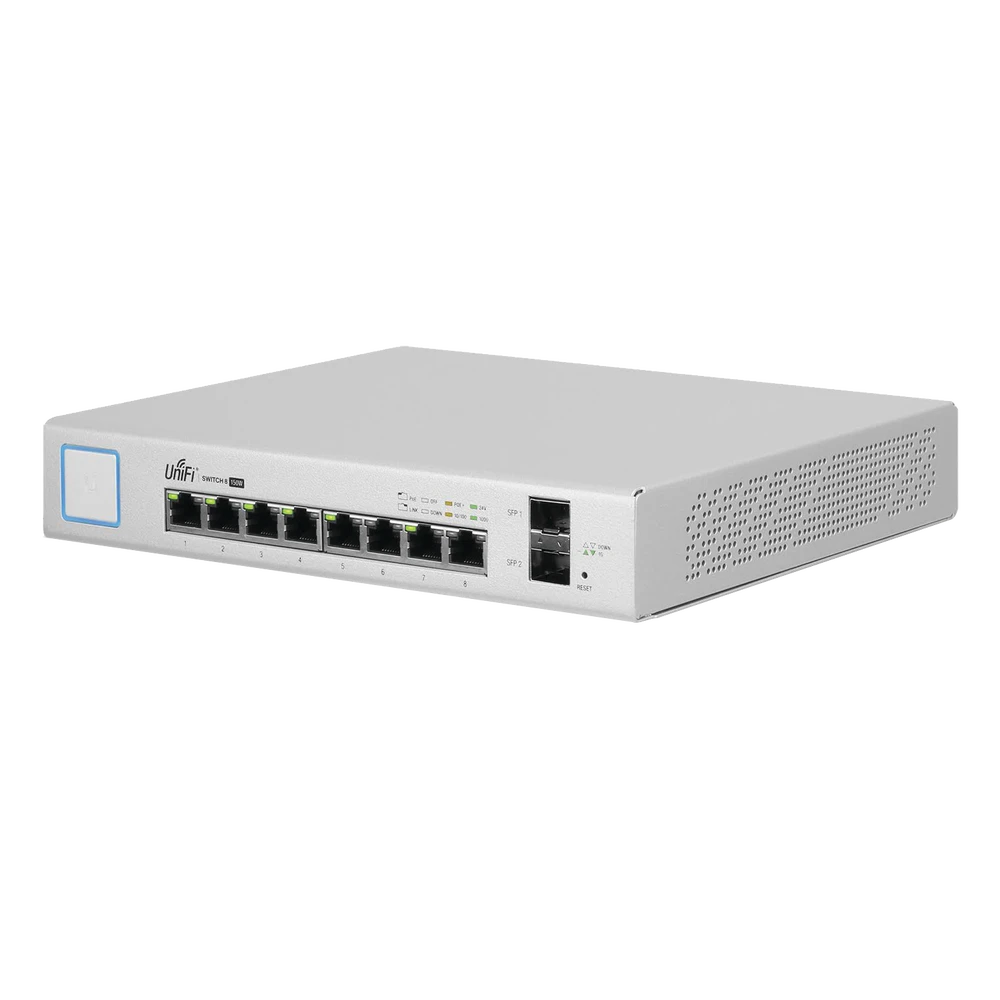 SWITCH UNIFI ADMINISTRABLE DE 8 PUERTOS GIGABIT POE+ 802.3AT/AF Y POE PASIVO 24V.-Switches PoE-UBIQUITI-Bsai Seguridad & Controles