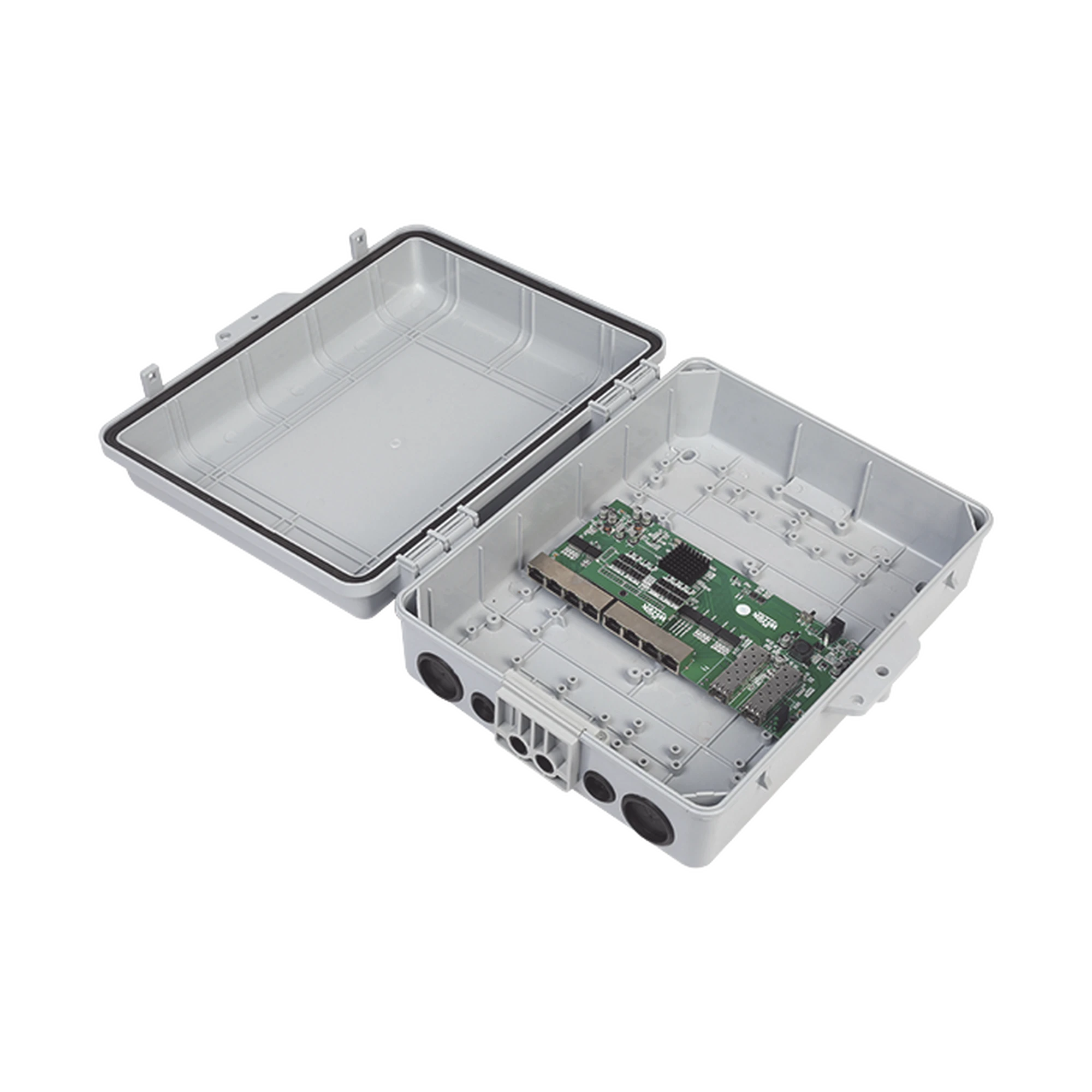 SWITCH WISP/FTTX CON 7 PUERTOS POE INVERSO DE 24V PASIVO (POE IN), 1 PUERTO POE OUT DE 24V + 2 SFP, INTEGRADO CON GABINETE NEMA IP67 PARA EXTERIOR-Switches PoE-WI-TEK-Bsai Seguridad & Controles