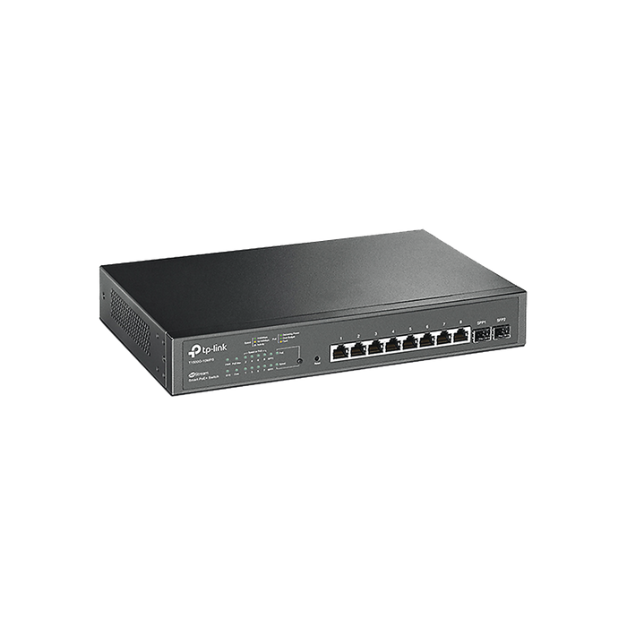 SMART SWITCH POE+ JETSTREAM ADMINISTRABLE CAPA 2, 8 PUERTOS 10/100/1000 MBPS + 2 PUERTOS SFP 116 W-Switches-TP-LINK-T1500G-10MPS-Bsai Seguridad & Controles