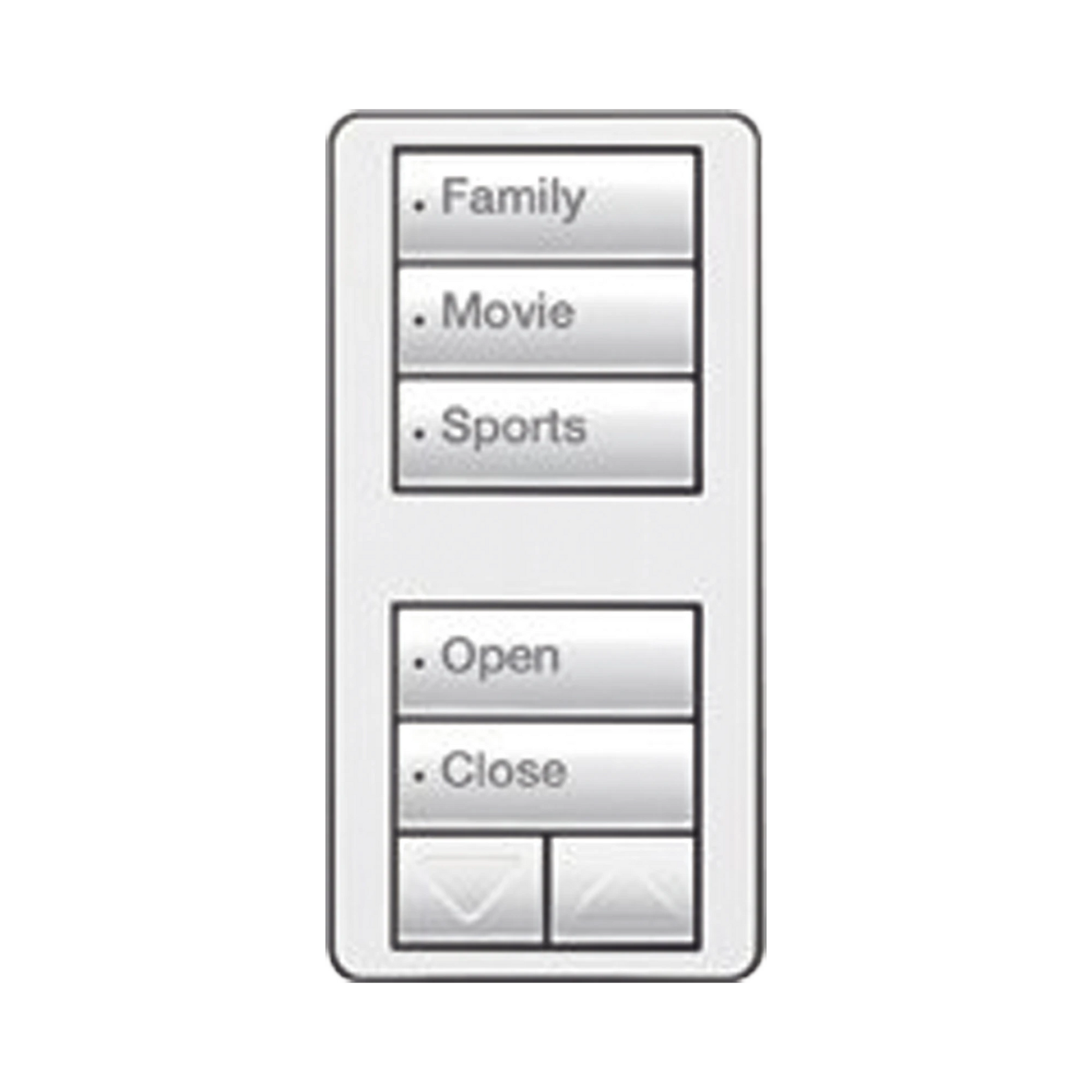 TECLADO SEETOUCH 5 BOTONES, 2 BOTONES SUBIR/BAJAR, PROGRAME ESCENAS DIFERENTES EN CADA BOTÓN.-Automatizacion - Casa Inteligente-LUTRON ELECTRONICS-Bsai Seguridad & Controles