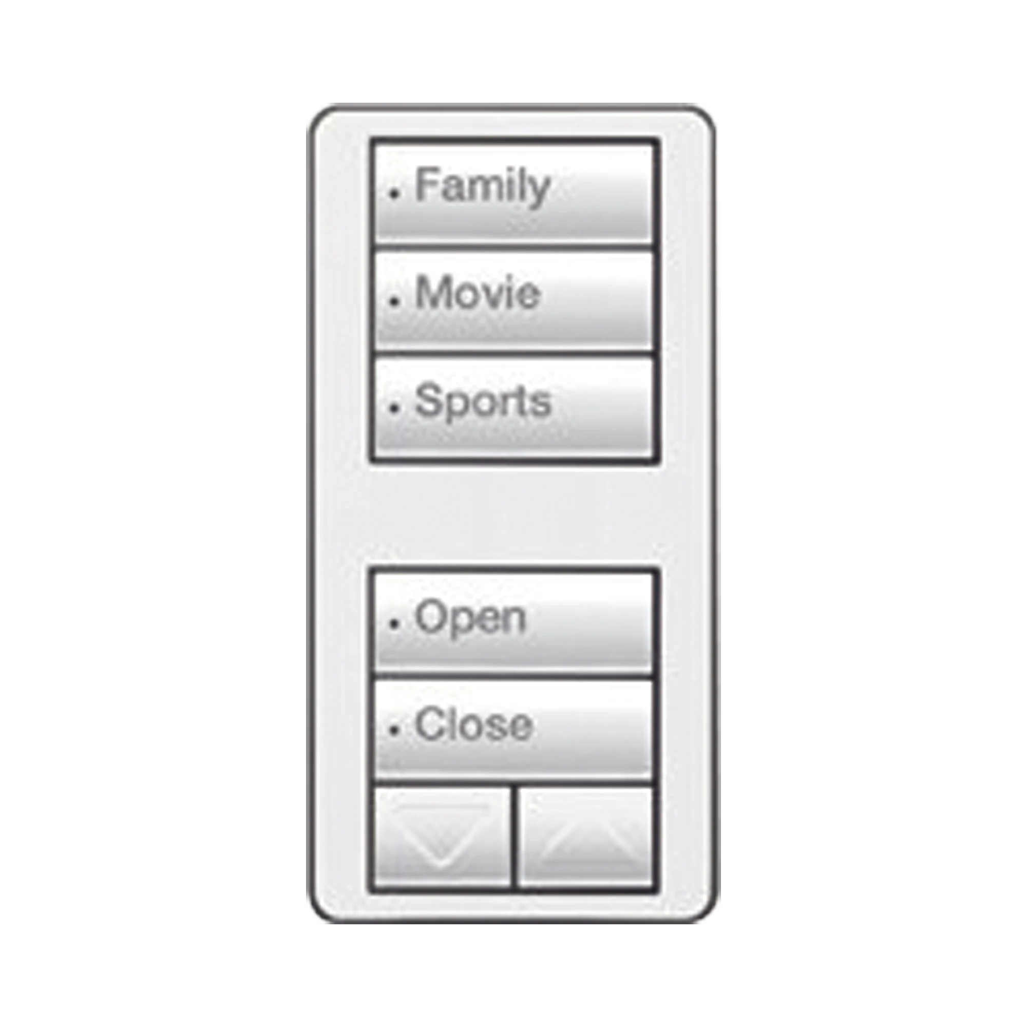 TECLADO SEETOUCH 5 BOTONES, 2 BOTONES SUBIR/BAJAR, PROGRAME ESCENAS DIFERENTES EN CADA BOTÓN.-Automatizacion - Casa Inteligente-LUTRON ELECTRONICS-Bsai Seguridad & Controles