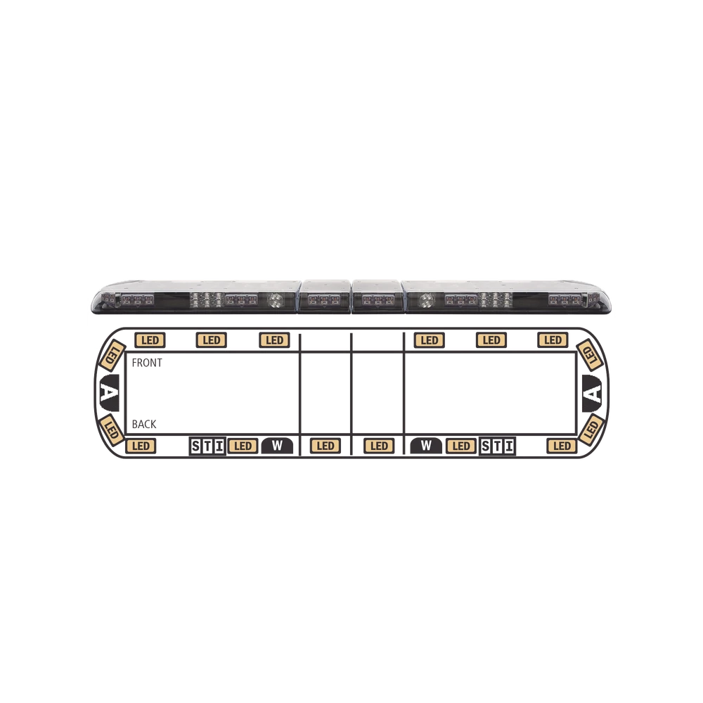 TORRETA ÁMBAR DE 60" VANTAGE ™ 16 LED 2 LUCES DE TRABAJO, 2 LUCES DE CALLEJÓN, 2 LUCES DE FRENO, TRASERAS Y DIRECCIONALES-Torretas-ECCO-Bsai Seguridad & Controles