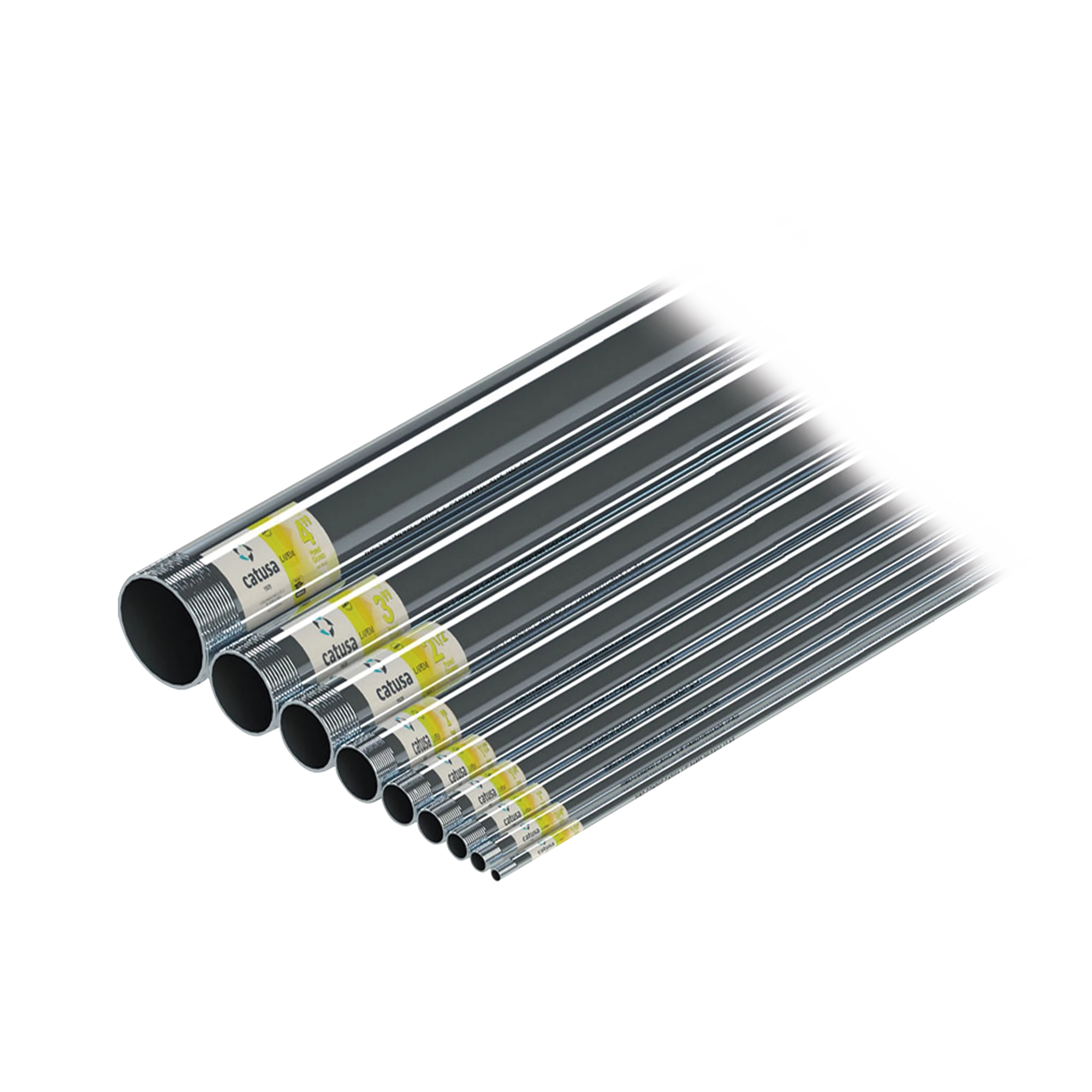 TUBO CONDUIT 2" (51MM) X 3 METROS CON ROSCA PARED GRUESA ETIQUETA AMARILLA (INCLUYE 1 COPLE).-Tuberia Metalica-CATUSA-Bsai Seguridad & Controles