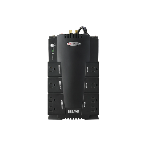 UPS DE 685 VA/390 W, TOPOLOGÍA LÍNEA INTERACTIVA, ENTRADA 120 VCA NEMA 5-15P, TIPO GABINETE COMPACTO, CON 8 TOMAS NEMA 5-15R-Ups/No Break-CYBERPOWER-Bsai Seguridad & Controles