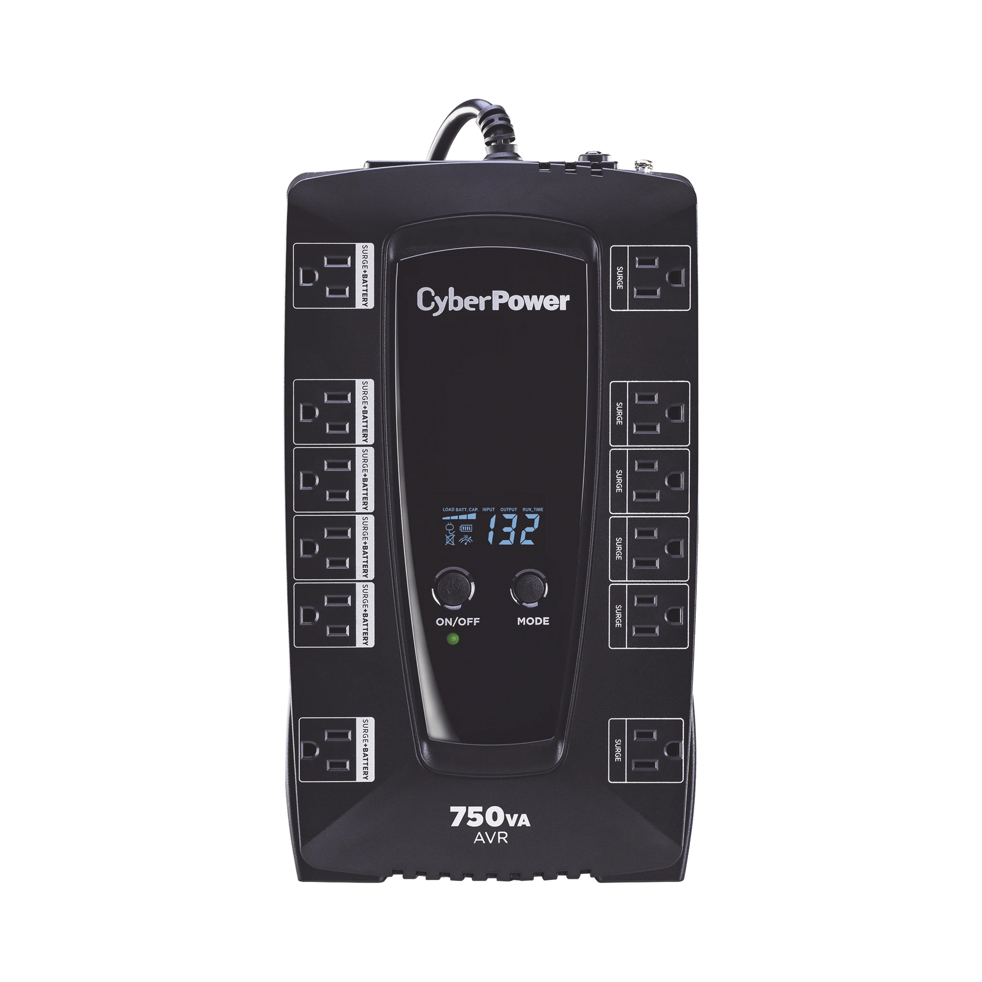 UPS DE 750 VA/450 W, TOPOLOGÍA LÍNEA INTERACTIVA, ENTRADA 120 VCA NEMA 5-15P, TIPO GABINETE COMPACTO, CON 12 TOMAS NEMA 5-15R-Ups/No Break-CYBERPOWER-Bsai Seguridad & Controles