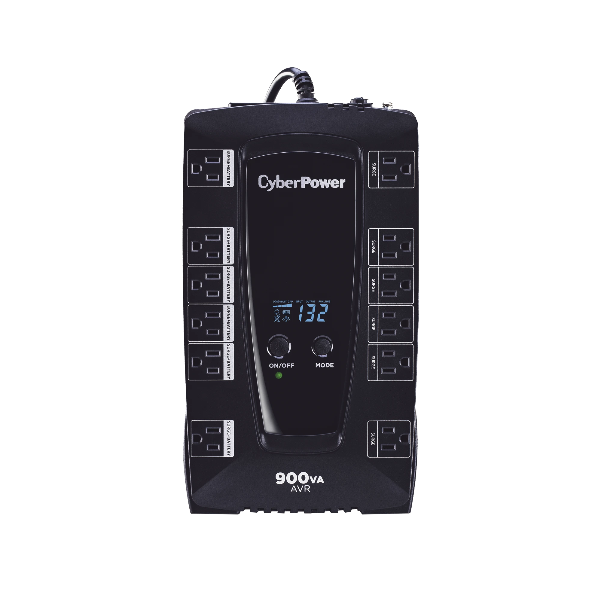 UPS DE 900 VA/480 W, TOPOLOGÍA LÍNEA INTERACTIVA, ENTRADA 120 VCA NEMA 5-15P, TIPO GABINETE COMPACTO, CON 12 TOMAS NEMA 5-15R-Ups/No Break-CYBERPOWER-Bsai Seguridad & Controles