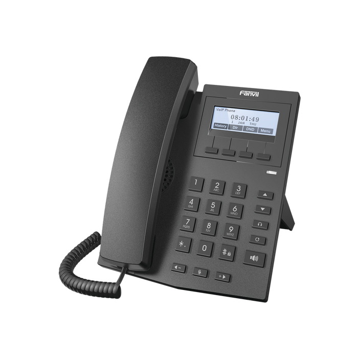 TELÉFONO IP EMPRESARIAL PARA 2 LINEAS SIP CON PANTALLA LCD 128 X 48 PX Y CONFERENCIA DE 3 VÍAS, POE-VoIP y Telefonía IP-FANVIL-X1FP-Bsai Seguridad & Controles