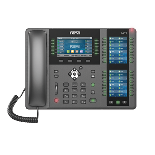 TELÉFONO EMPRESARIAL IP HASTA 20 LINEAS SIP, PANTALLA A COLOR 4.3 PULGADAS, 106 BOTONES DSS, BLUETOOTH INTEGRADO, WI-FI (POR MEDIO USB DONGLE), PUERTOS GIGABIT, SOPORTA VIDEO, POE-VoIP y Telefonía IP-FANVIL-X-210-Bsai Seguridad & Controles