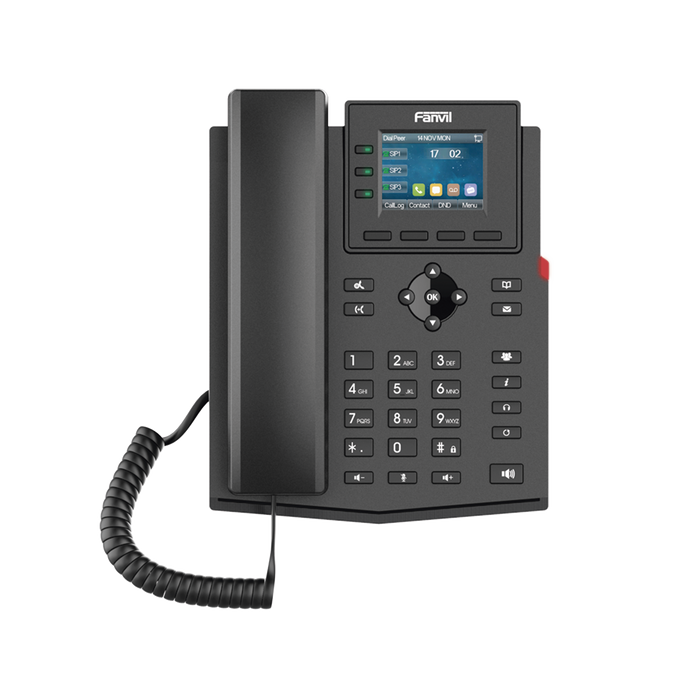 TELÉFONO IP EMPRESARIAL PARA 4 LÍNEAS SIP CON PANTALLA LCD DE 2.4 PULGADAS A COLOR, OPUS Y CONFERENCIA DE 3 VÍAS, POE.-VoIP - Telefonía IP - Videoconferencia-FANVIL-X303P-Bsai Seguridad & Controles