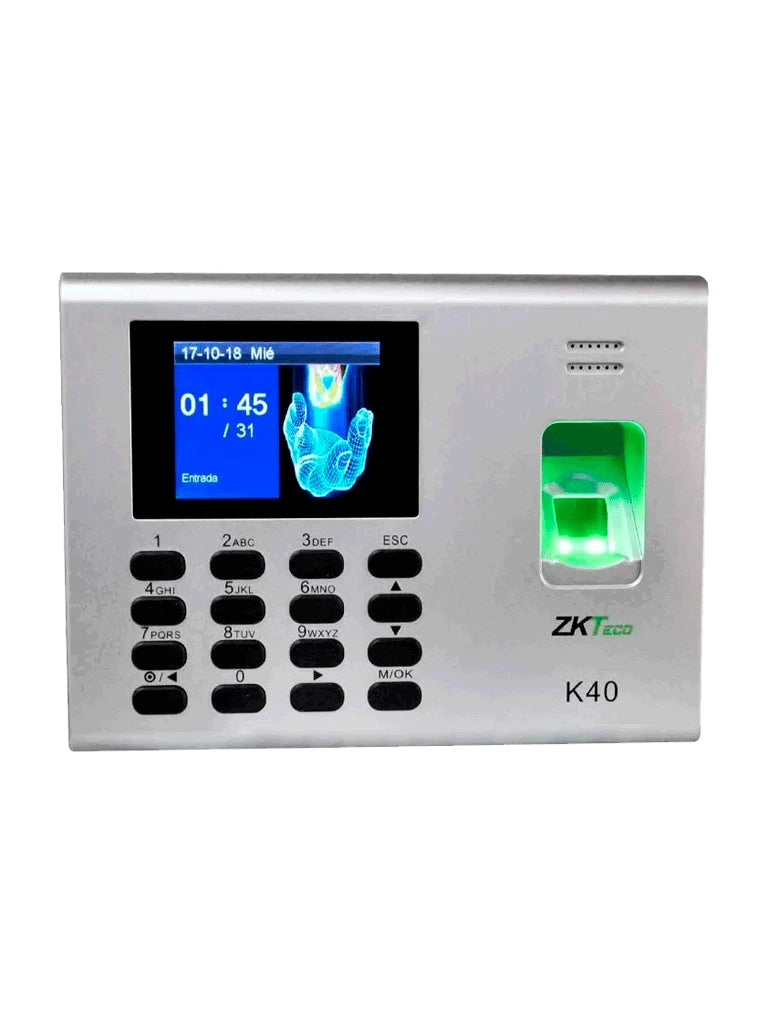 ZK K40 - CONTROL DE ACCESO Y ASISTENCIA SIMPLE / 1000 HUELLAS / TCPIP / DESCARGA DE USB EN HOJA DE CALCULO / 2 HORAS DE RESPALDO-Huella-ZKTECO-Bsai Seguridad & Controles