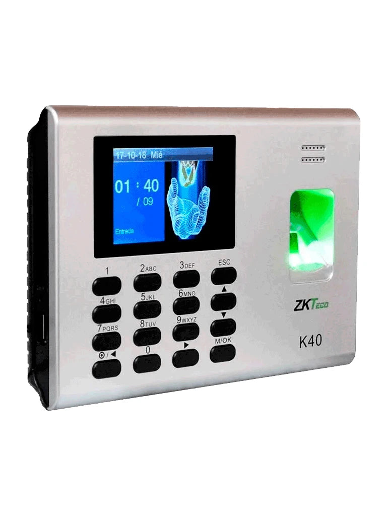 ZK K40 - CONTROL DE ACCESO Y ASISTENCIA SIMPLE / 1000 HUELLAS / TCPIP / DESCARGA DE USB EN HOJA DE CALCULO / 2 HORAS DE RESPALDO-Huella-ZKTECO-Bsai Seguridad & Controles