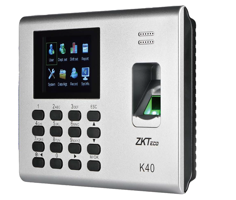 ZK K40 - CONTROL DE ACCESO Y ASISTENCIA SIMPLE / 1000 HUELLAS / TCPIP / DESCARGA DE USB EN HOJA DE CALCULO / 2 HORAS DE RESPALDO-Controles de Asistencia-ZKTECO-ZKT061025-Bsai Seguridad & Controles