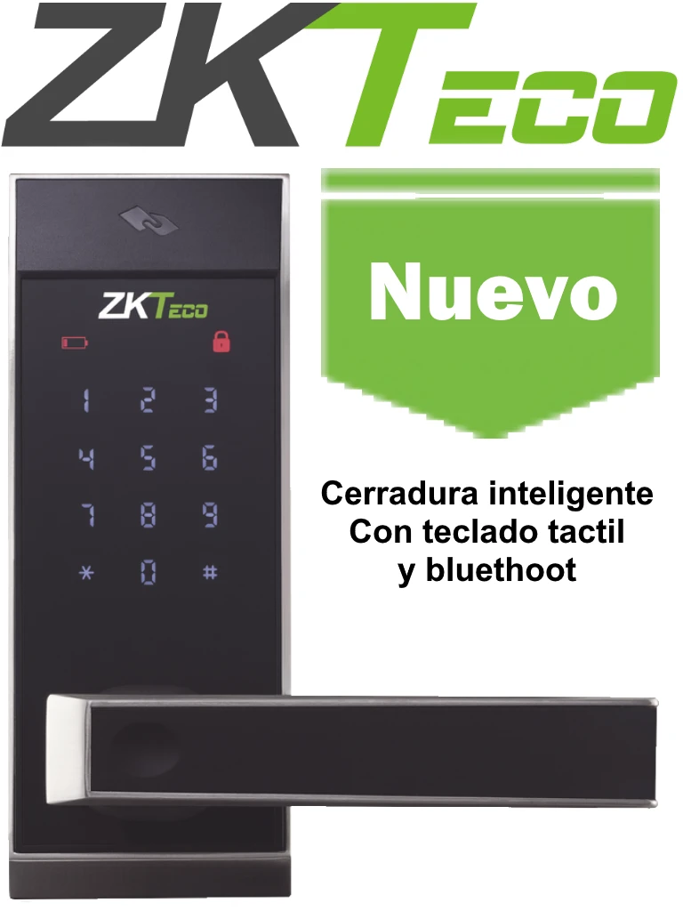 ZKTECO AL10DB - CERRADURA INTELIGENTE CON TECLADO TÁCTIL / 100 TARJETAS MF 13.56 MHZ/ 100 CONTRASEÑAS / IZQUIERDA Y DERECHA/ APP SMARTKEY GENERA CONTRASEÑAS TEMPORALES PARA TUS DEPARTAMENTOS / #NUEVOZK-Inteligente-ZKTECO-Bsai Seguridad & Controles