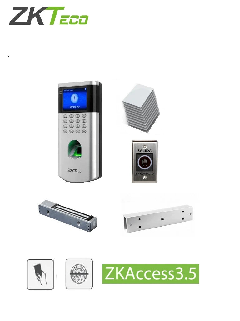 ZKTECO LF10KIT - KIT DE CONTROL DE ACCESO PARA UNA PUERTA / CONTROLA HASTA 1500 USUARIOS / INCLUYE ELECTRO-IMÁN / BOTÓN DE SALIDA / MONTAJE TIPO U PARA PUERTA DE METAL O MADERA / 10 TARJETAS RFID 125 KHZ/ SOFTWARE LIBRE ZKACCESS 3.5-Huella-ZKTECO-Bsai Seguridad & Controles
