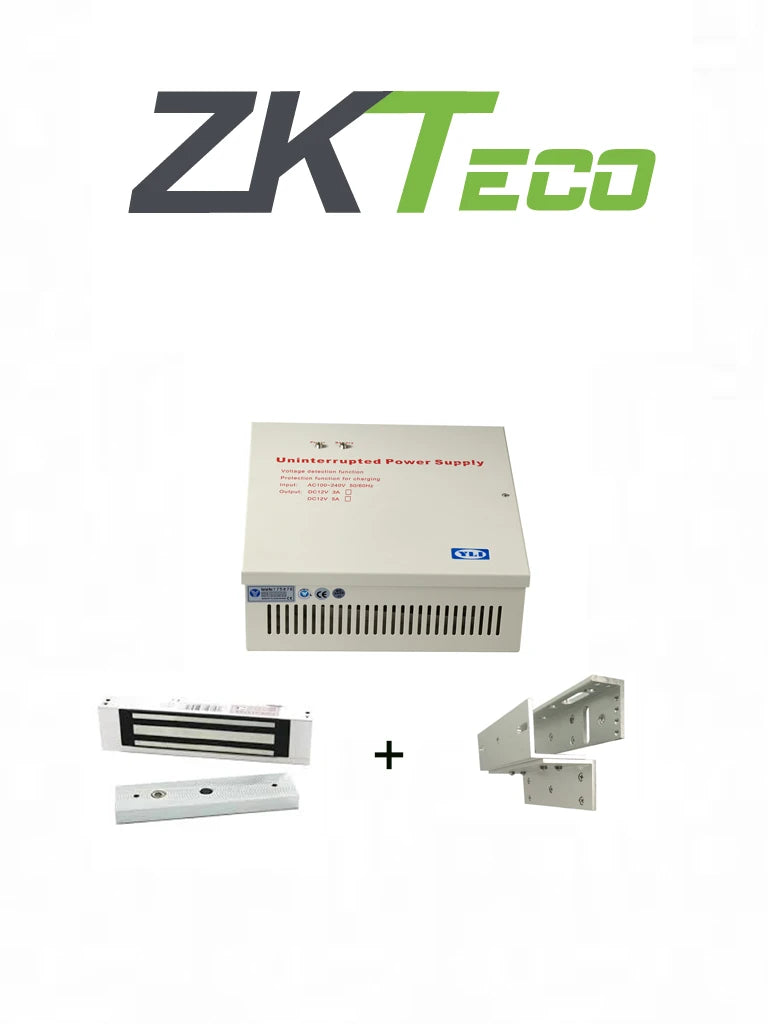 ZKTECO LM1805YPACK - PAQUETE DE CERRADURA MAGNÉTICA DE 120 KG O 264 LB, INCLUYE SOPORTE PARA INSTALACIÓN EN ZL Y GABINETE DE ENERGÍA CON SALIDA DE 12 VDC, SOPORTA BATERÍA DE RESPALDO-Magnética-ZKTECO-Bsai Seguridad & Controles