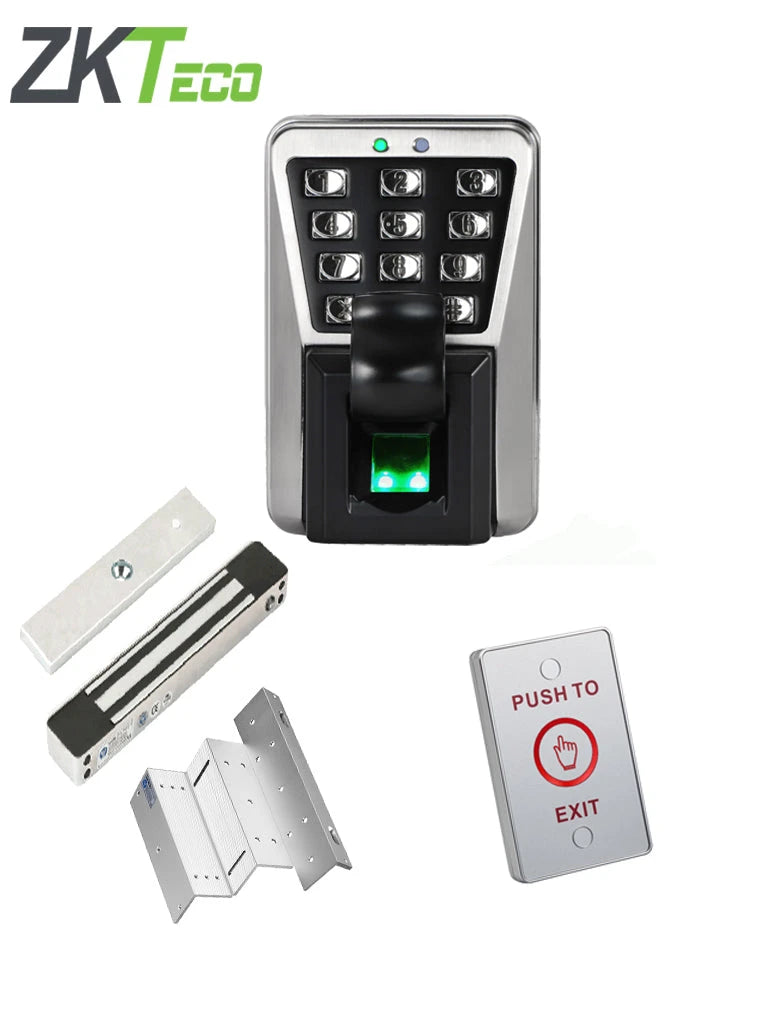 ZKTECO MA500PAK - SOLUCIÓN PARA EXTERIORES DE CONTROL DE ACCESO PROFESIONAL Y ASISTENCIA IP65 INCLUYE CHAPA MAGNÉTICA YM180WS, SOPORTE DE FIJACIÓN Y BOTON DE SALIDA-Huella-ZKTECO-Bsai Seguridad & Controles