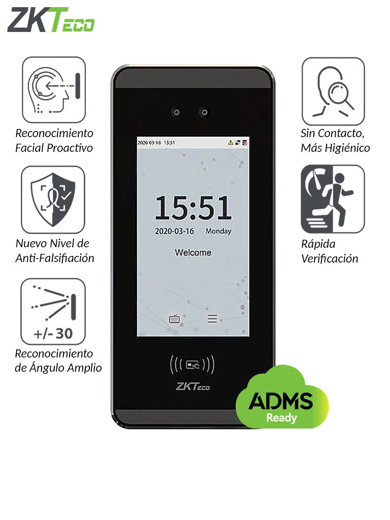 ZKTECO MINIACPLUS - CONTROL DE ACCESO Y ASISTENCIA FACIAL / 3000 ROSTROS / 3000 TARJETAS ID 125KHZ / ADMS / LICENCIA DE BIO ACCESS MTD GRATIS / #NUEVOZK-Facial-ZKTECO-Bsai Seguridad & Controles
