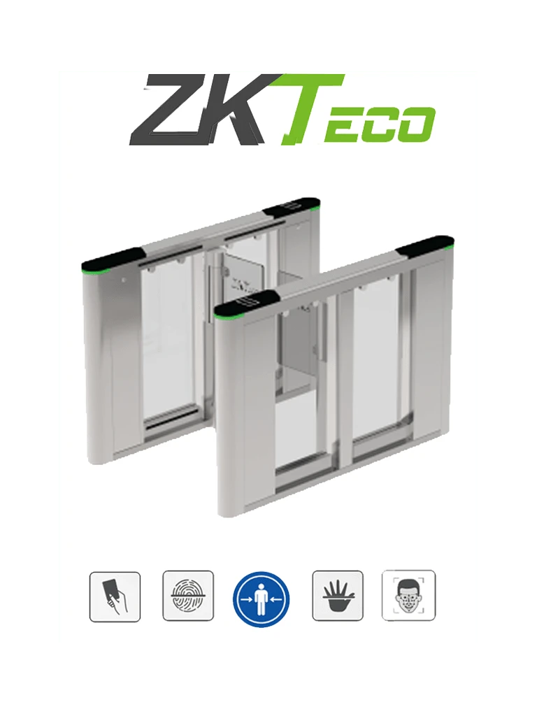 ZKTECO SBTL8000- BARRERA PEATONAL TIPO SWING BIDIRECCIONAL / ALETA DE ACRÍLICO / ACERO INOXIDABLE / SIN ACCESORIOS DE VERIFICACIÓN DE USUARIO / ALTO FLUJO / ANCHO DE CARRIL 66 CM / COMPATIBLE CON SBTL8200 PARA CARRILES ADICIONALES-Swing Barriers-ZKTECO-Bsai Seguridad & Controles