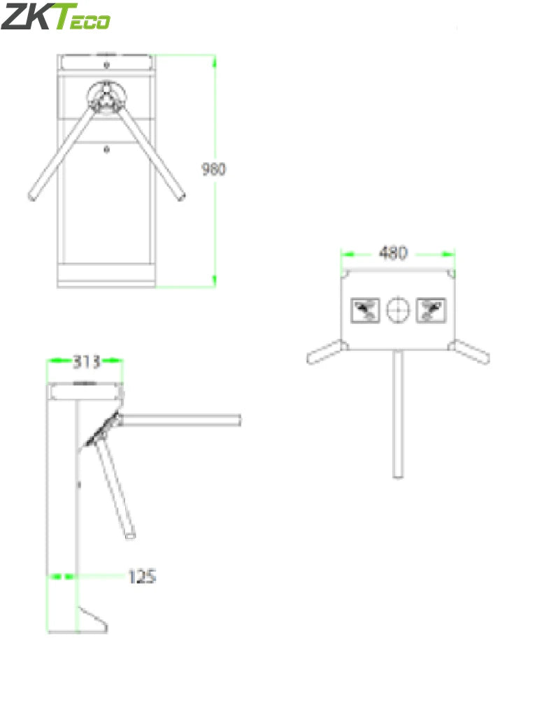 ZKTECO TS1000D - TORNIQUETE BIDIRECCIONAL / ACERO SUS304 / 110V / 25 A 30 X MIN / CARRIL 50 CM / EXTERIOR PROTEGIDO / 1 MILLÓN DE CICLOS / NO CUENTA CON LECTORES Y PANEL / COMPATIBLE CON EQUIPOS DE ROSTRO, PALMA, HUELLA, TARJETA Y CÓDIGO QR-Torniquetes-ZKTECO-Bsai Seguridad & Controles