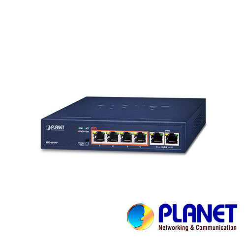 FSD-604HP -- PLANET -- al mejor precio $ 1336.80 -- Networking,NUEVO TECNOSINERGIA 2022,Redes y Audio-Video,Switches PoE