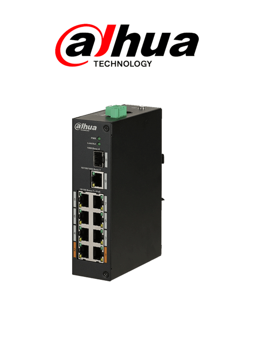 DAHUA PFS31108ET96 - SWITCH POE 8 PUERTOS / 1 PUERTO UPLINK SFP / 1 PUERTO UPLINK ETHERNET GIGABIT / 96W / SWITCHING 7.6G-Switches PoE-DAHUA-DRD6100004-Bsai Seguridad & Controles